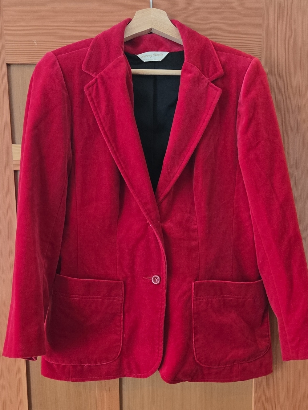 Surrey Classic Vintage Red Velvet Blazer Jacket Size M